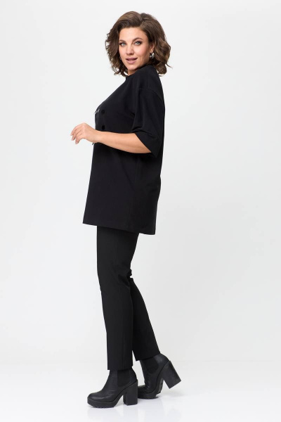 Черная футболка с пайетками на свободном силуэте Avenue 0314-3 - фото 2