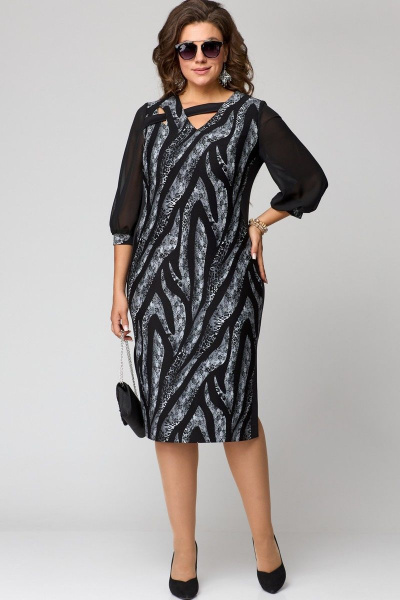 Платье EVA GRANT 7220 черный+серый - фото 2
