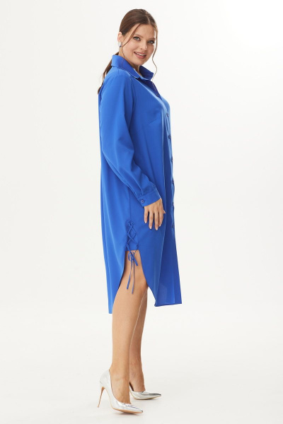 Платье прямое с воротником-стойкой и шнуровкой Орхидея 1354 - фото 5