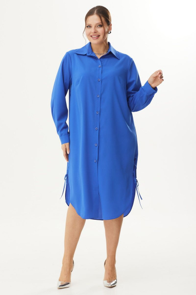 Платье прямое с воротником-стойкой и шнуровкой Орхидея 1354 - фото 3