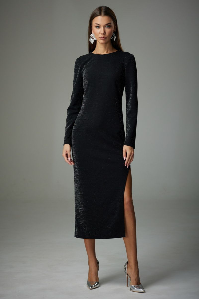 Платье с талевыми вытачками и разрезом из трикотажа N.O.W. 1340-1 - фото 5