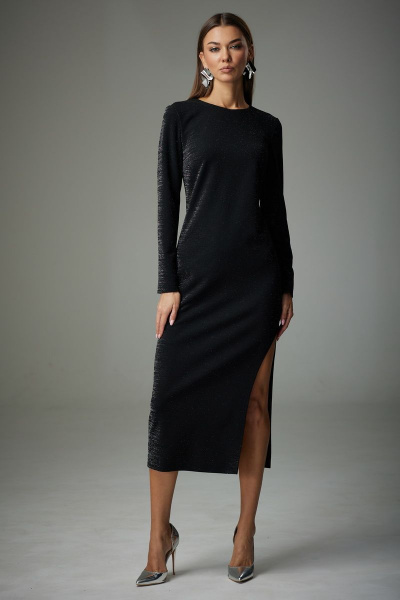 Платье с талевыми вытачками и разрезом из трикотажа N.O.W. 1340-1 - фото 4