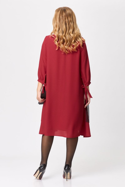 Двухслойное платье из шифона и текстиля, красное, нарядное, длинное Michel chic 2149 красный - фото 7