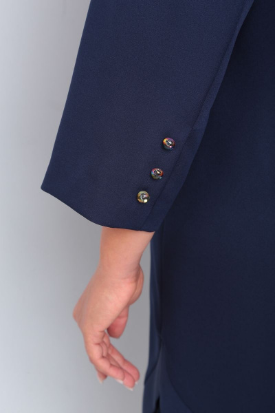 Платье прямого силуэта из текстиля и шифона, синее, нарядное Ивелта плюс 1779 - фото 4