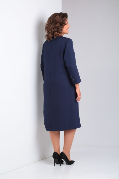 Платье прямого силуэта из текстиля и шифона, синее, нарядное Ивелта плюс 1779 - фото 3