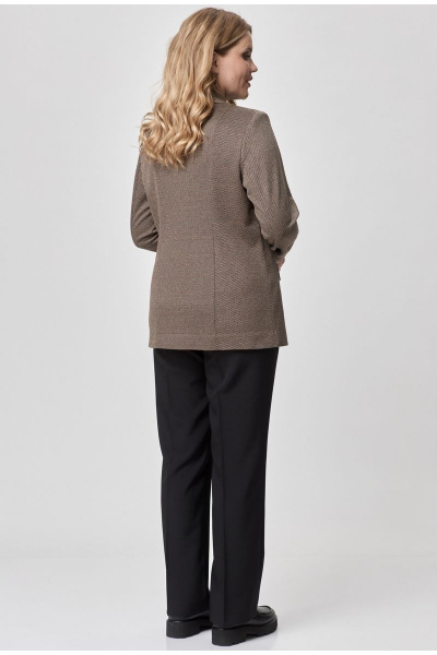 Комплект брюки и жакет из хлопка, коричневый, классический стиль БелЭльСтиль 203-2_78_22+596-2_79_22 коричнево-черный - фото 6