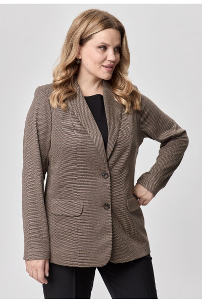 Комплект брюки и жакет из хлопка, коричневый, классический стиль БелЭльСтиль 203-2_78_22+596-2_79_22 коричнево-черный - фото 5