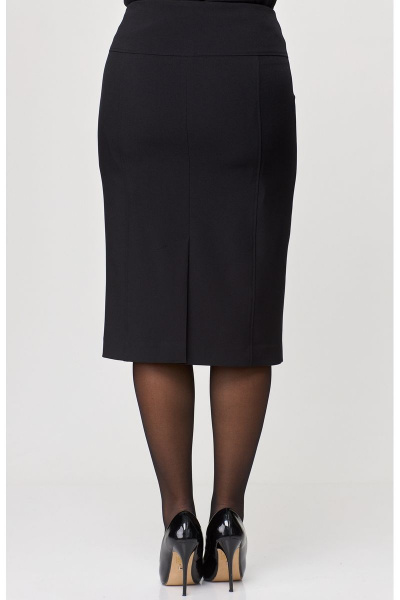 Юбка прямого силуэта из хлопка, черная, демисезонная деловая модель БелЭльСтиль 536-2_93_22 черный - фото 3