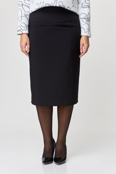 Юбка прямого силуэта из хлопка, черная, демисезонная деловая модель БелЭльСтиль 536-2_93_22 черный - фото 1