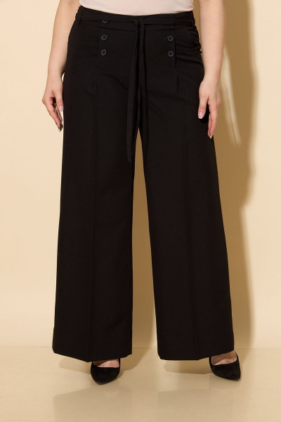 Брюки-палаццо из текстильной ткани, черные, комфортная повседневная посадка БелЭльСтиль 565-1_57_22 черный - фото 2