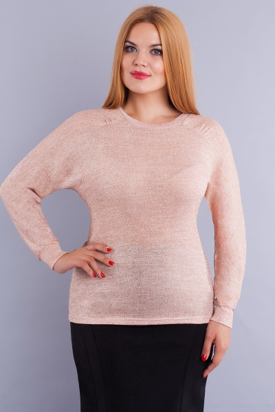 Джемпер с регланом из шерсти и трикотажа, длина 60 см, розовый Медея и К 1633 розовый - фото 1