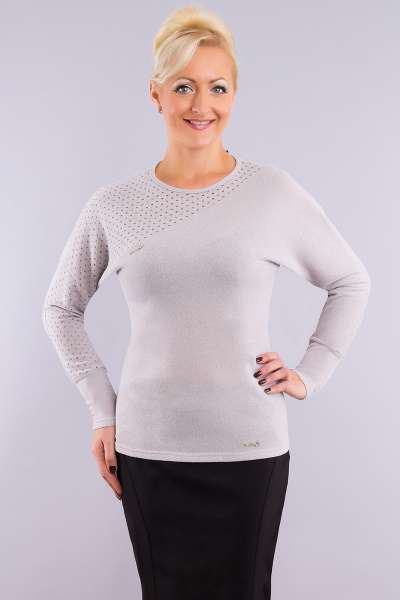 Джемпер из трикотажа и шерсти, длина 63 см, серый Медея и К 1636 серебро - фото 1