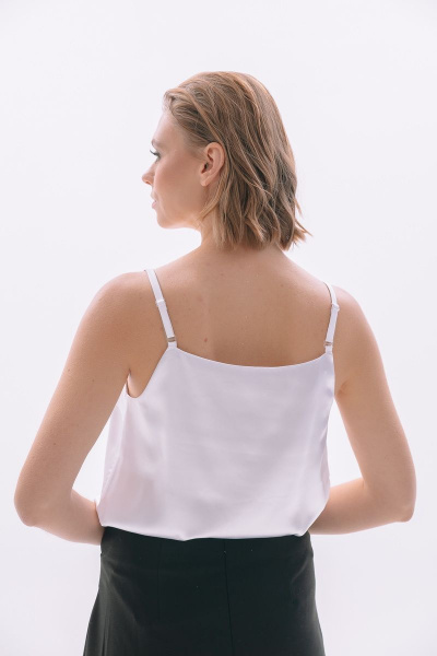 Наряный топ из атласа с регулируемыми бретелями NikVa 418 молоко - фото 2