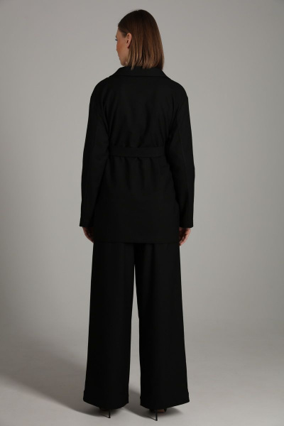 Черный жакет свободного силуэта из костюмной ткани на подкладке NikVa 396-3 черный - фото 2