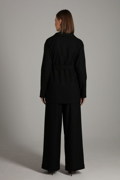 Нарядный костюм жакет и брюки из текстиля классического кроя NikVa 419-1 черный - фото 2
