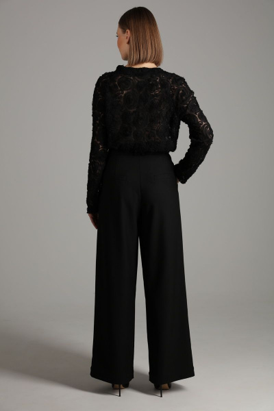 Нарядный костюм жакет и брюки из текстиля классического кроя NikVa 419-1 черный - фото 4