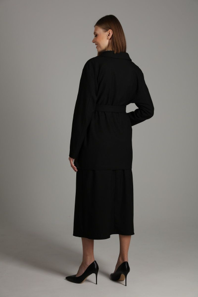 Костюм 2-ка из текстиля с юбкой миди и поясом NikVa 419-2 черный - фото 2