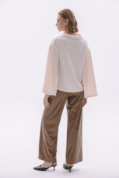 Креативные брюки из экокожи свободного кроя NikVa 420 рыжий - фото 3