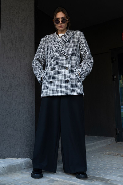 Жакет на подкладке приталенного силуэта для демисезона Luna 125 белый-черный - фото 5