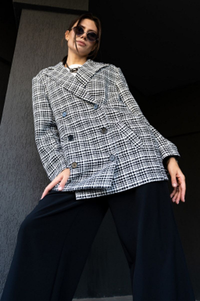 Жакет на подкладке приталенного силуэта для демисезона Luna 125 белый-черный - фото 4