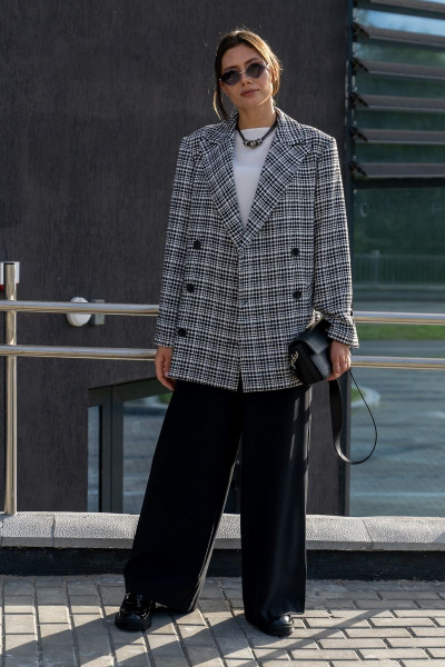 Жакет на подкладке приталенного силуэта для демисезона Luna 125 белый-черный - фото 1