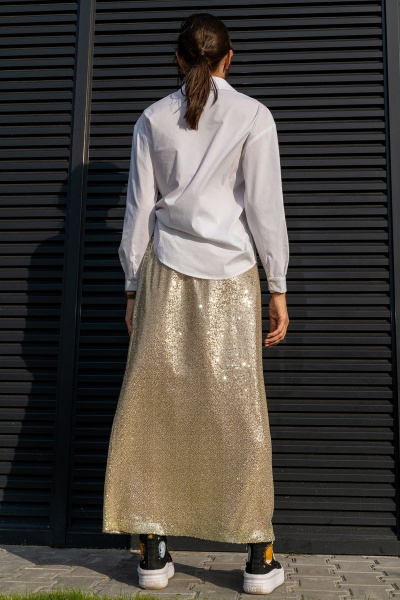 Юбка трапеция с пайетками на резинке длиной 100 см Luna 126 золото - фото 18