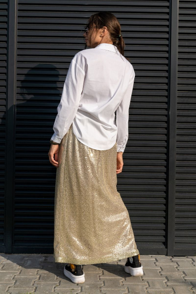 Юбка трапеция с пайетками на резинке длиной 100 см Luna 126 золото - фото 4