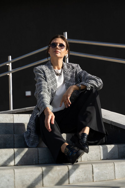 Брюки, жакет, топ Luna 127 белый_черный - фото 7