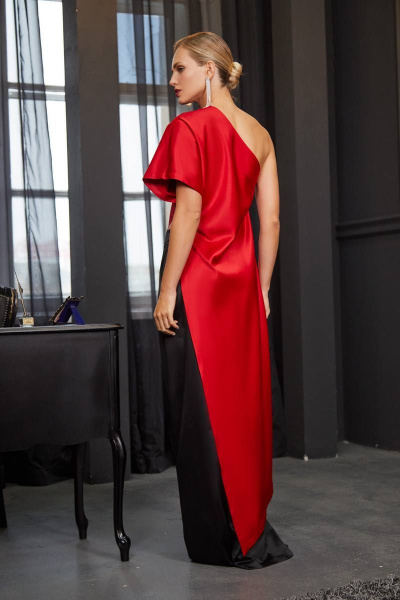 Красная атласная блуза и брюки с асимметричным кроем Rivoli 2368.1 алый - фото 3