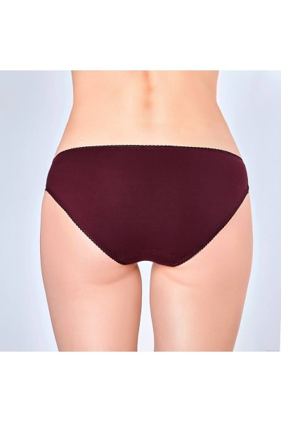 Трусы из хлопка с эластичным кружевом высокого пояса Verally 1066-2 бургунд - фото 2