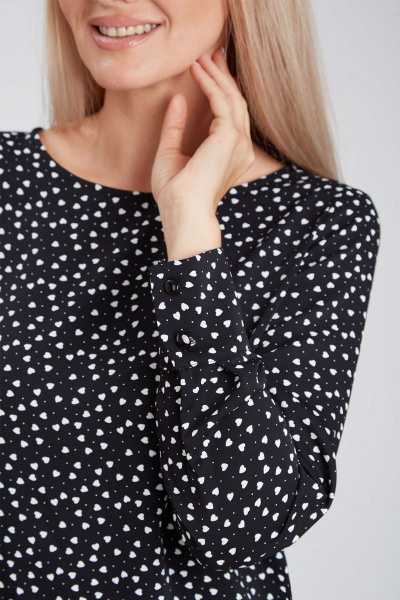 Блуза свободного силуэта с принтом и овальным вырезом IVARI 417/1 принт"сердечки" - фото 5