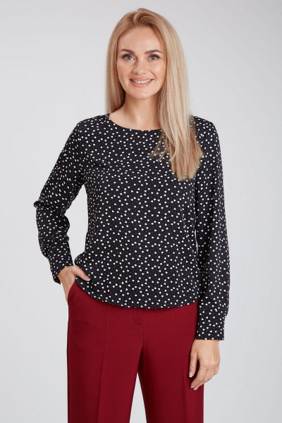 Блуза свободного силуэта с принтом и овальным вырезом IVARI 417/1 принт"сердечки" - фото 1