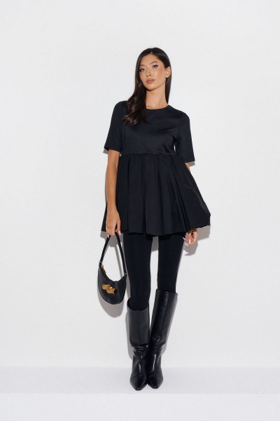 Демисезонный джемпер из комбинированных тканей с рукавами ANNETE A807 - фото 3