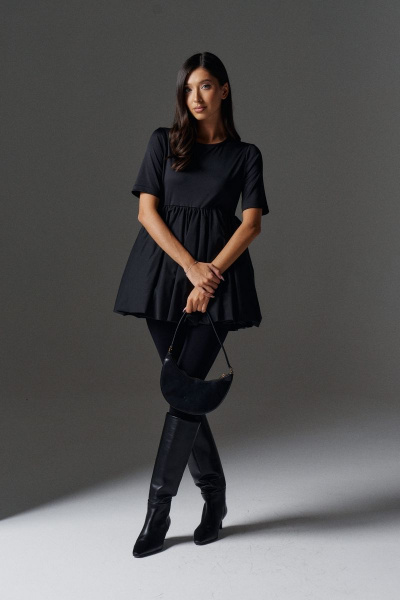 Демисезонный джемпер из комбинированных тканей с рукавами ANNETE A807 - фото 1