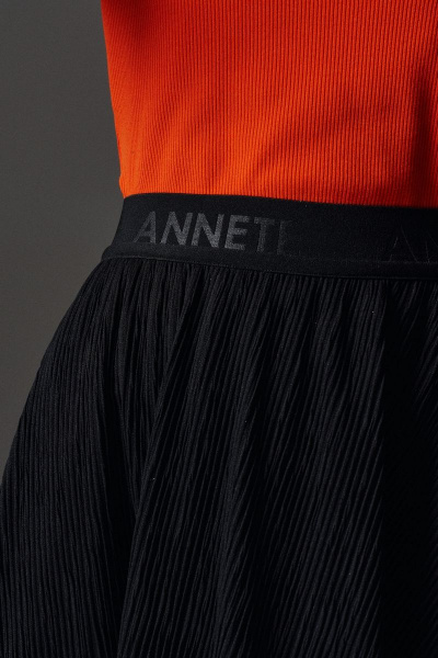 Нарядная черная юбка длины миди из грузинского материала ANNETE A1101 - фото 2