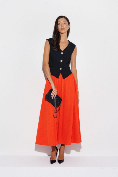 Юбка свободного кроя А-силуэта из фактурного полотна с карманами ANNETE A1101/1 - фото 2