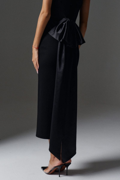 Нарядное платье с открытыми плечами и бантом на спине из трикотажа ANNETE A3464 - фото 4