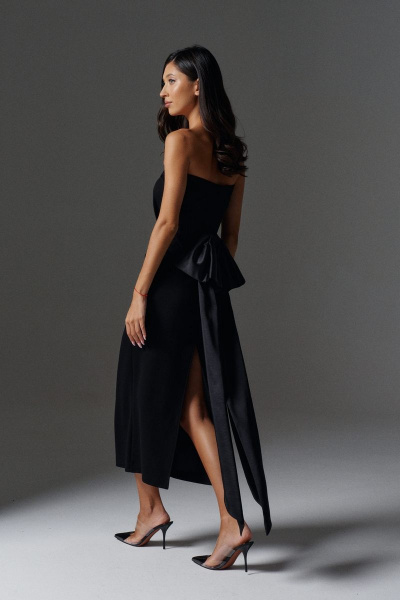 Нарядное платье с открытыми плечами и бантом на спине из трикотажа ANNETE A3464 - фото 2