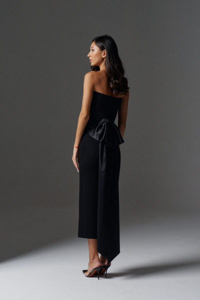 Нарядное платье с открытыми плечами и бантом на спине из трикотажа ANNETE A3464 - фото 3