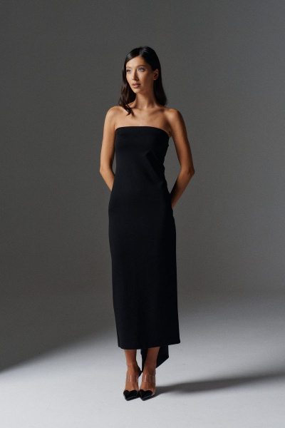 Нарядное платье с открытыми плечами и бантом на спине из трикотажа ANNETE A3464 - фото 1