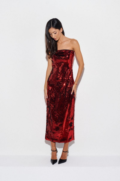 Платье из пайеток с открытыми плечами и облегающим силуэтом ANNETE A3477 - фото 4