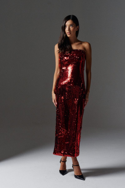 Платье из пайеток с открытыми плечами и облегающим силуэтом ANNETE A3477 - фото 1