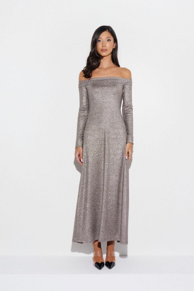 Платье с полуоткрытыми плечами и люрексовыми вставками ANNETE A3481 - фото 5