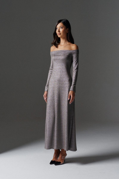 Платье с полуоткрытыми плечами и люрексовыми вставками ANNETE A3481 - фото 3