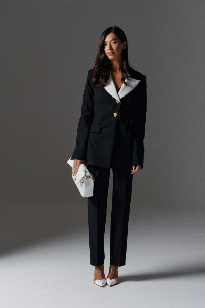 Жакет полуприлегающего силуэта с лацканами и декоративными пуговицами ANNETE A5248 - фото 2