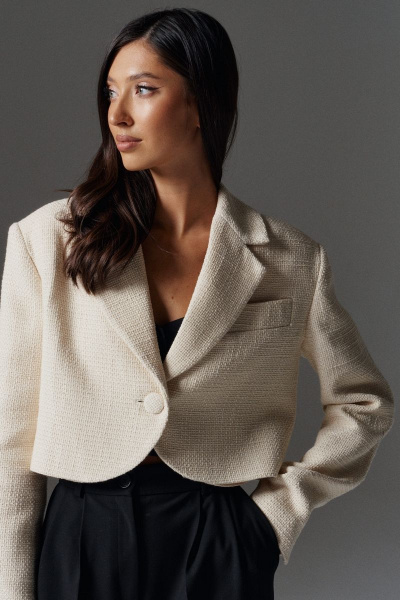 Укороченный жакет из фактурного полотна с люрексовой нитью ANNETE A5250 - фото 2
