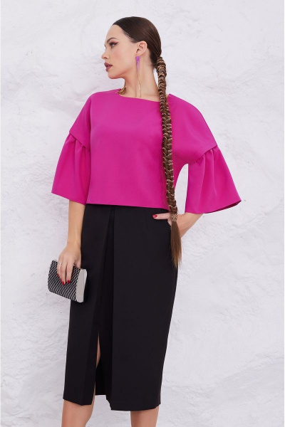 Женский костюм юбочный с рукавами-метелками и складками Lissana 4844 - фото 9