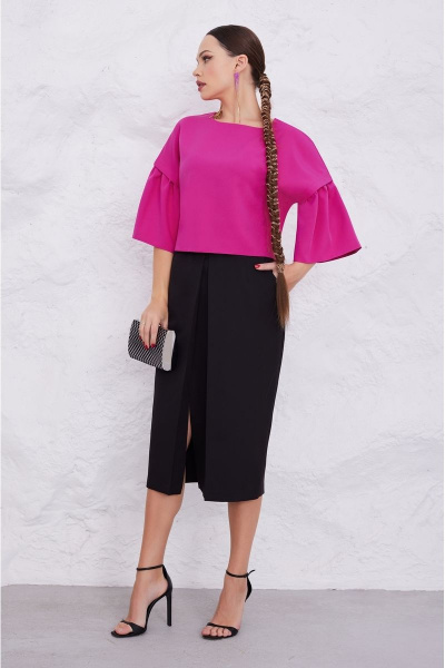 Женский костюм юбочный с рукавами-метелками и складками Lissana 4844 - фото 8