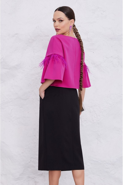 Женский костюм юбочный с рукавами-метелками и складками Lissana 4844 - фото 6