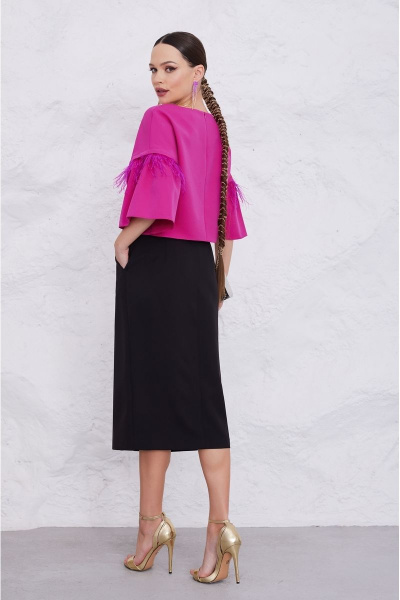 Женский костюм юбочный с рукавами-метелками и складками Lissana 4844 - фото 5